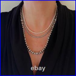 10mm Beaded Navajo Pearls Necklace, Sterling Silver Aztec Native American