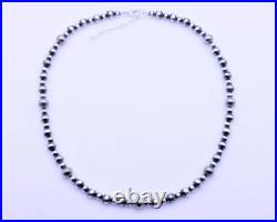 10mm Beaded Navajo Pearls Necklace, Sterling Silver Aztec Native American