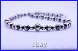 10mm Beaded Navajo Pearls Necklace, Sterling Silver Aztec Native American