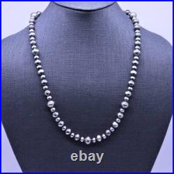 10mm Beaded Navajo Pearls Necklace, Sterling Silver Aztec Native American