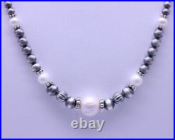 10mm Graduated White Pearl & Sterling Silver AAA Grade Formal Elegant Necklace