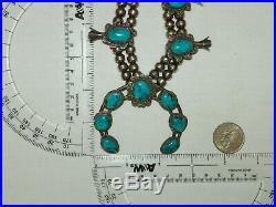 112 GRAM Vintage Sterling Silver & Turquoise Squash Blossom Necklace