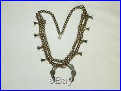 112 GRAM Vintage Sterling Silver & Turquoise Squash Blossom Necklace