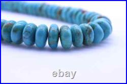 12mm Genuine Blue Green Kingman Arizona Large Turquoise Rondelle Beaded Necklace