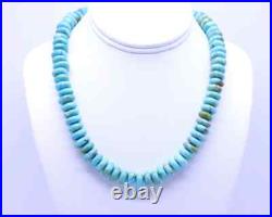 12mm Genuine Blue Green Kingman Arizona Large Turquoise Rondelle Beaded Necklace