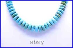 12mm Genuine Blue Green Kingman Arizona Large Turquoise Rondelle Beaded Necklace