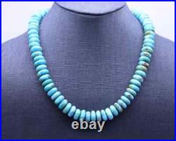 12mm Genuine Blue Green Kingman Arizona Large Turquoise Rondelle Beaded Necklace