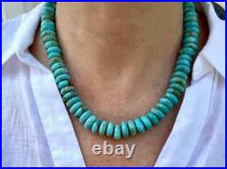 12mm Genuine Blue Green Kingman Arizona Large Turquoise Rondelle Beaded Necklace