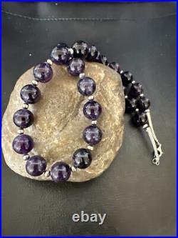 12mm Purple Amethyst Navajo Sterling Silver Necklace 21 18304