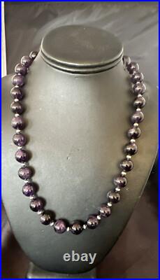12mm Purple Amethyst Navajo Sterling Silver Necklace 21 18304 12mm Purple Amethyst Navajo Sterling Silver Necklace 21 18304