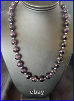 12mm Purple Amethyst Navajo Sterling Silver Necklace 21 18304