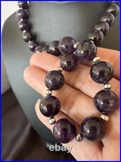 12mm Purple Amethyst Navajo Sterling Silver Necklace 21 18304