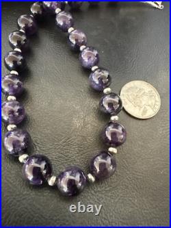 12mm Purple Amethyst Navajo Sterling Silver Necklace 21 18304
