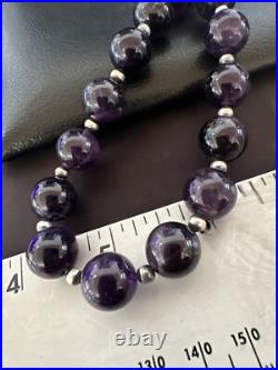 12mm Purple Amethyst Navajo Sterling Silver Necklace 21 18304