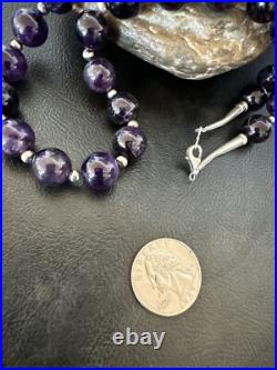 12mm Purple Amethyst Navajo Sterling Silver Necklace 21 18304