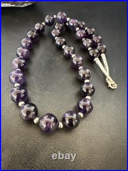 12mm Purple Amethyst Navajo Sterling Silver Necklace 21 18304