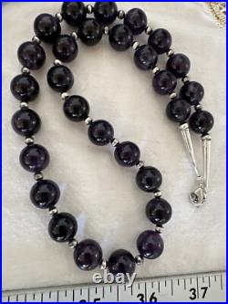 12mm Purple Amethyst Navajo Sterling Silver Necklace 21 18304