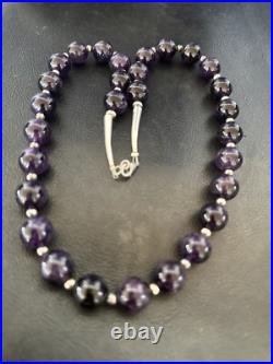 12mm Purple Amethyst Navajo Sterling Silver Necklace 21 18304