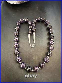 12mm Purple Amethyst Navajo Sterling Silver Necklace 21 18304
