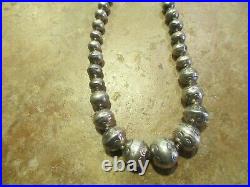 15 1/2 OLD PAWN Navajo Graduated Sterling PEARLS Bench Made Bead Necklace