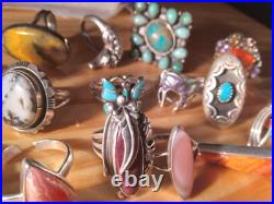 16 Beautiful Sterling Silver Rings. Some Signed By Artists. Turquoise/Gemstone