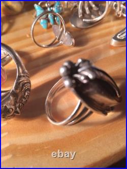 16 Beautiful Sterling Silver Rings. Some Signed By Artists. Turquoise/Gemstone