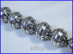 16 NAVAJO PEARLS Stamped STERLING Silver Bench Beads MORNINGSTAR on FoxTail