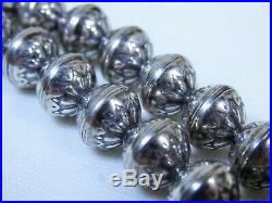 16 NAVAJO PEARLS Stamped STERLING Silver Bench Beads MORNINGSTAR on FoxTail