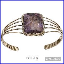 1970s Navajo Sterling Silver Charoite Cuff Bracelet