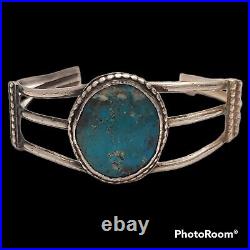 1970s Navajo Sterling Silver Matthew and Rosemary Lidase Turquoise Bracelet