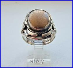 1970s VINTAGE 925 STERLING SILVER MADE''SC'' NAVAJO TIGER EYE RING SIZE 10.75