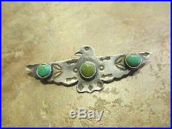 2 5/8 REAL OLD Fred Harvey Era Navajo Sterling Turquoise THUNDERBIRD Pin