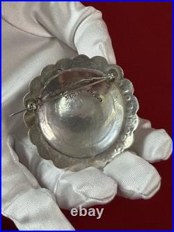 2 Suzie James Navajo Sterling Silver Stamped Concho Brooch Pin