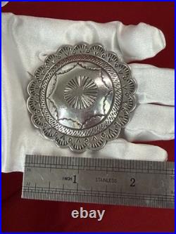 2 Suzie James Navajo Sterling Silver Stamped Concho Brooch Pin