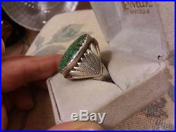 20g VTG MENS NAVAJO SPIDERWEB CARICO LAKE TURQUOISE STERLING SILVER RING SIZE 12