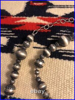 #2217 Navajo Pearls Bench Bead Necklace Adjustable 17-20 Sterling Silver 925