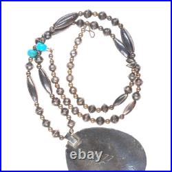 23 Vintage Navajo sterling silver, turquoise/coral pendant/beaded necklace