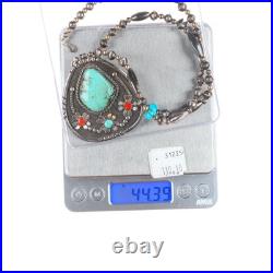 23 Vintage Navajo sterling silver, turquoise/coral pendant/beaded necklace