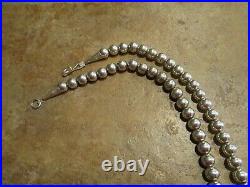 24 AUTHENTIC Vintage Navajo Sterling Silver PEARLS Bead Necklace on Foxtail