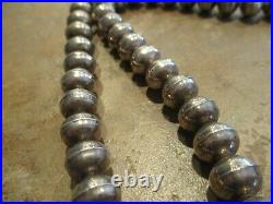 24 MARVELOUS Vintage Navajo Sterling Silver PEARLS Bead Necklace on Foxtail