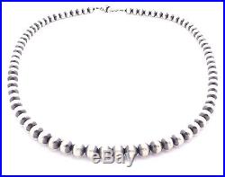 24 Navajo Pearls Sterling Silver 8mm Beads Necklace
