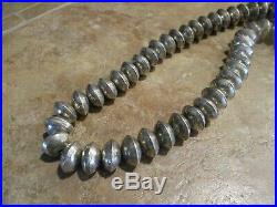 26 OUTRAGEOUS OLD Pawn Navajo Graduated Sterling Silver SAUCER BEAD Necklace