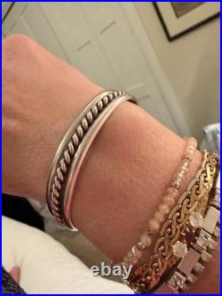 26g Vintage Sterling Silver Native American Rope Cuff Bracelet 6.25 11mm Wide