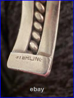 26g Vintage Sterling Silver Native American Rope Cuff Bracelet 6.25 11mm Wide