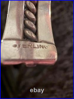 26g Vintage Sterling Silver Native American Rope Cuff Bracelet 6.25 11mm Wide
