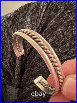 26g Vintage Sterling Silver Native American Rope Cuff Bracelet 6.25 11mm Wide 26g Vintage Sterling Silver Native American Rope Cuff Bracelet 6.25 11mm Wide