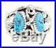 $350Tag Navajo. 925 Sterling Silver Natural Turquoise Native American Men's Ring