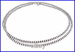 36 Navajo Pearls Sterling Silver 4mm Beads Necklace
