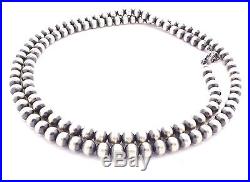 36 Navajo Pearls Sterling Silver 8mm Beads Necklace