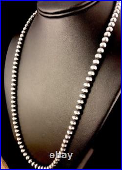3mm Sterling Silver Navajo Pearls 22 Hook & Eye Cone Necklace Special 3mm Sterling Silver Navajo Pearls 22 Hook & Eye Cone Necklace Special